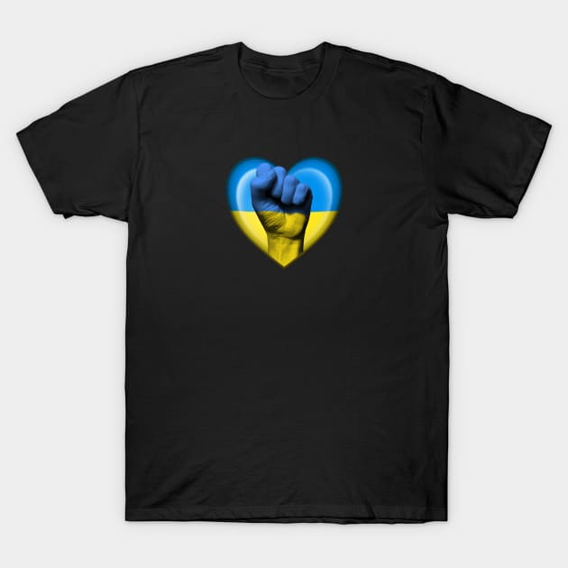 Ukrainian Heart with Raised Fist T-Shirt by jeffbartels